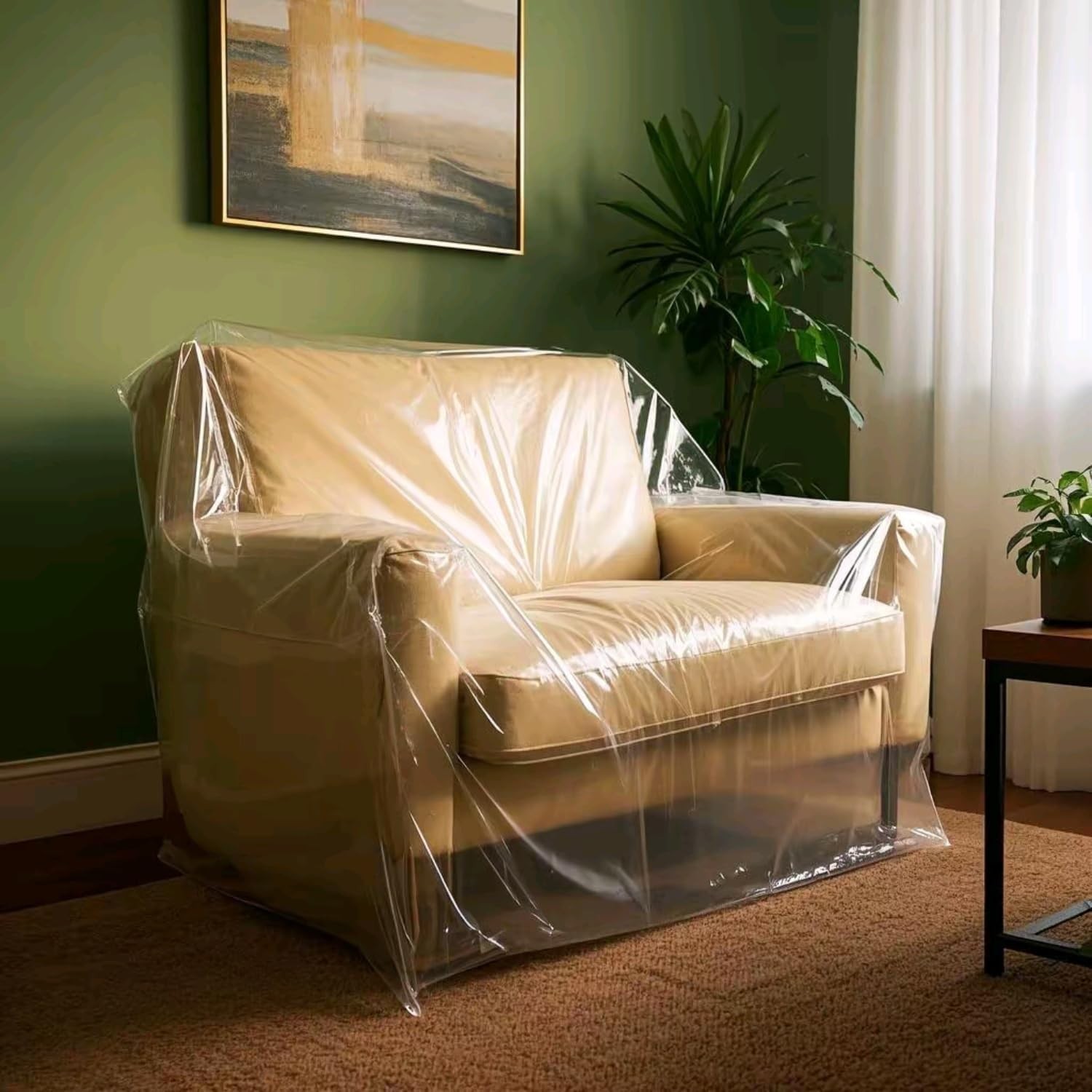 2-Pack Heavy Duty Chair Covers - Clear Waterproof Plastic for Moving & Storage