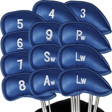 Golf Iron Head Covers 12 Pack Set, PU Deluxe Club Headcover Universal Durable