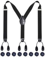 Men's Y-Back Button Suspenders Adjustable Heavy Duty Elastic Tuxedo Braces