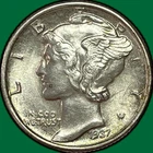 1937 Mercury Dime Brilliant Uncirculated BU Coin #44253