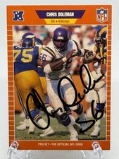 CHRIS DOLEMAN Signed Autograph 1989 Pro Set Football Card #229 Minnesota Vikings