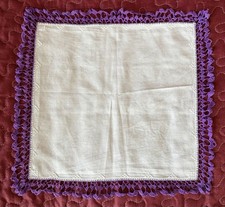 Taschentuch mit Lila Spitze Handarbeit Spitzentuch Deko  28c28 cm