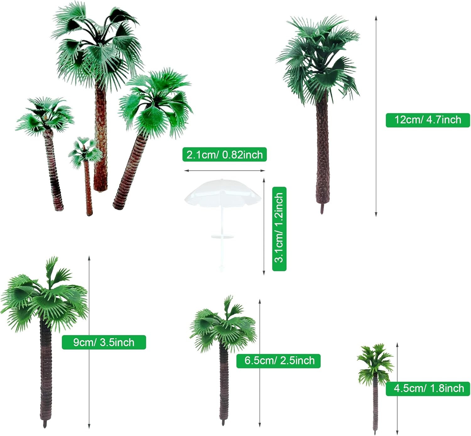 Woohome 44 PCS Model Trees Coconut Palm with 5 Mini... 