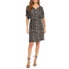 Karen Kane Printed Puff Sleeve Button Front Dress Size Large NWOT $198 MSRP
