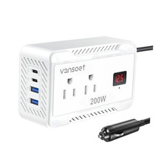 200W Car Power Inverter DC 12V to 110V AC Converter with PD 30W  200W-PD30WH