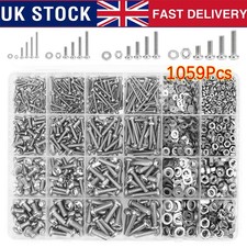 1059pcs Assorted Box kit ,M3 M4 M5 M6 Nuts And Bolts Set Screws Stainless Steel