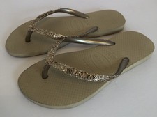 Havaianas Kids Slim Glitter II Sand Gray Girls Sandals Size US 3/4 Kids