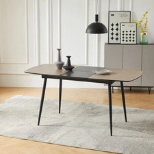 47"-62" Extendable Dining Table for 4-6, Modern Kitchen Table with Metal Legs