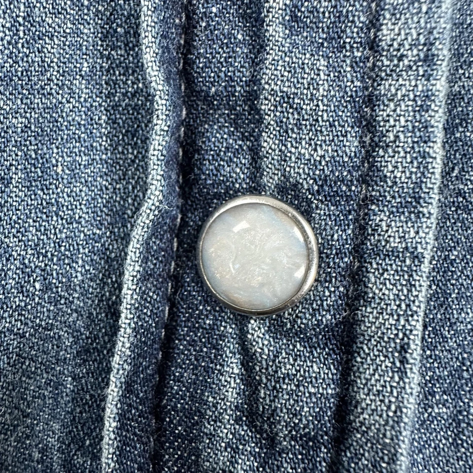 Рубашка женская J.Crew большая синяя джинсовая вестерн жемчуг застежка узкая с длинным рукавом AW206 - Изображение 4 из 4