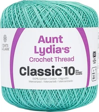 Coats Crochet 154-450 Aunt Lydia's Classic Crochet Thread Size 10-Aqua (3Pk)