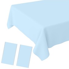 2 Pack Light Blue Tablecloth Disposable Baby Blue Table Covers 54" x 108" Blu...