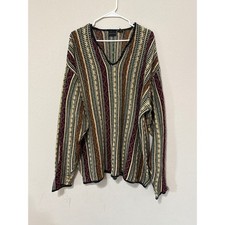 VTG Sturcture Geometric Striped Sweater Men's XL Cotton Blend Boho Streetwear