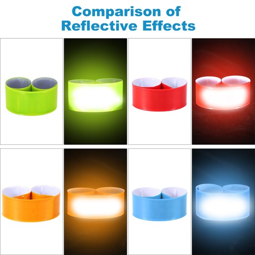 12 Pcs Reflective Slap Bands, Reflector Band Snap Bracelet Fluorescent Green - Picture 7 of 7