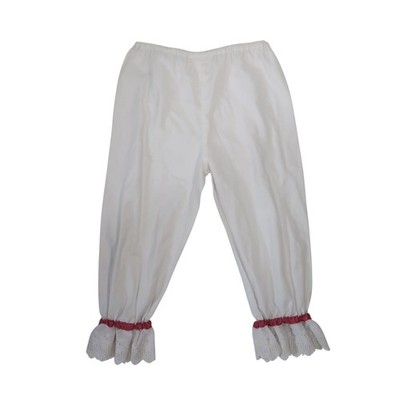 Vintage White Bloomer Crop Capri Pants Eyelet Cuff S