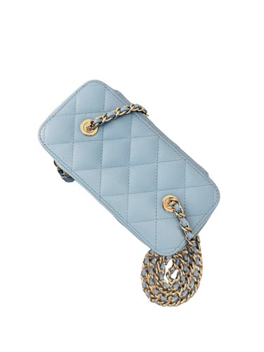 Chanel Vanity Case with Chain Small Quilted Caviar Light Blue - Picture 7 of 20