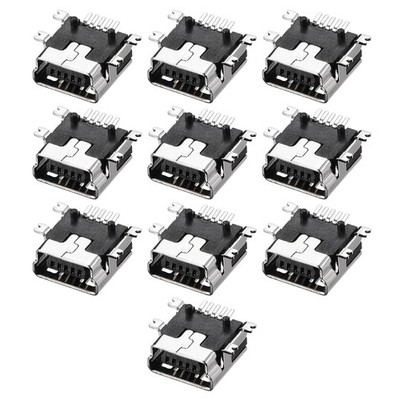 Mini USB PCB Connector Type-B 5P Female Jack SMT Short Body 10Pcs