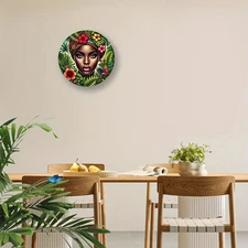 1pc African American Woman Portrait Metal Wall Art - Tropical Rainforest Decor w