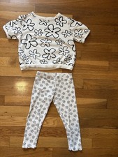 Carter  s White and Black Floral Set 100 cotton, 4t Girl