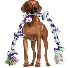 Dog Rope Toy 42In 6 Knots Indestructible Natural Cotton Tough Chew Toys for Medi