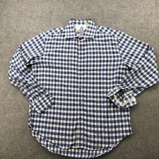 Robert Graham Shirt Mens Large Blue White Gingham Plaid Tailored Fit Button Up