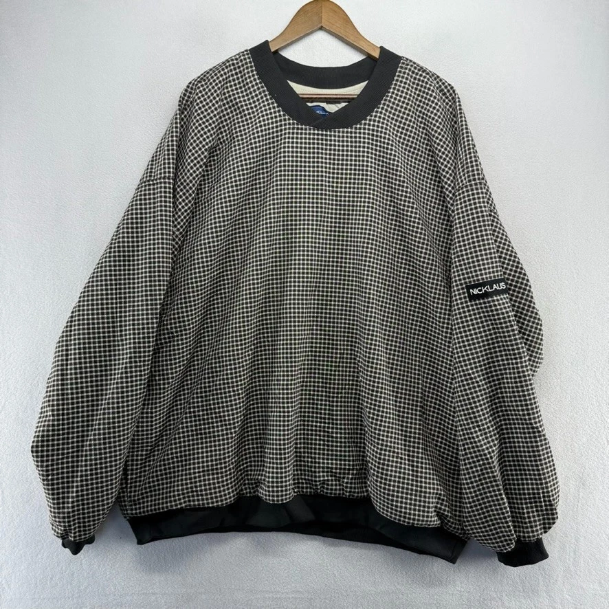 Chaqueta cortavientos de golf Nicklaus vintage para hombre 2XL negra a cuadros Preppy Jack años 90 Foto 2 de 4