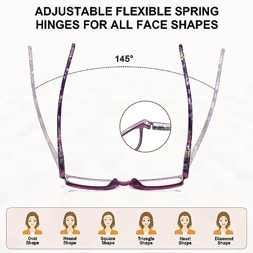 Paquete de 6 gafas de lectura para mujeres hombres, gafas con bisagra de resorte 6 mezclas C2 0,0 x - Imagen 3 de 6
