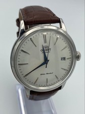 Orient F672 UAA0 Automatic Wristwatch Mens White Dial Leather Timepiece