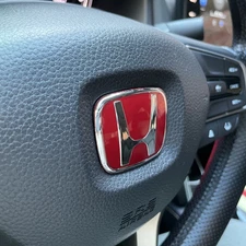 Fit For 2006-2024 Honda Civic Accord Racing Badge Red Steering Wheel Emblem NEW