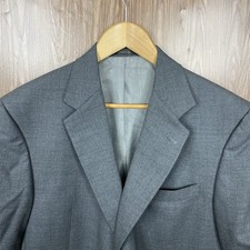 Hart Schaffner Marx USA Made Blazer Jacket Mens 48R Slim Gray Metal Buttons