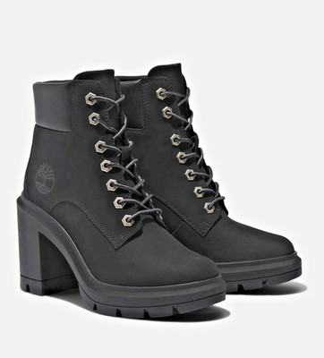 Timberland Women's Sz 10 M  Black Leather Allington Heights 6'' Heel Comfort Boot
