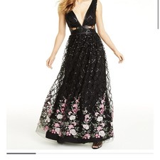 Trixxi Juniors' Embroidered-Hem Sequin Gown prom dress,size 7