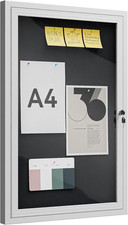 36"X24" Lockable Outdoor Bulletin Board with Weather-Resistant Aluminum Frame
