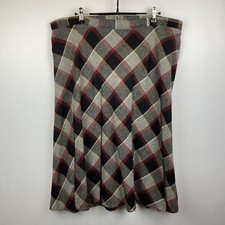 Vintage Rejoice Gray Red Wool Plaid Lined Skirt 41" waist Large