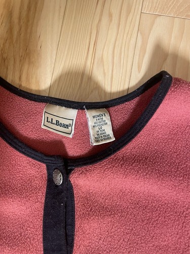 Vintage LL Bean Red Fleece Cardigan Sweater Large Button-Up Cottagecore 90s - Picture 4 of 6