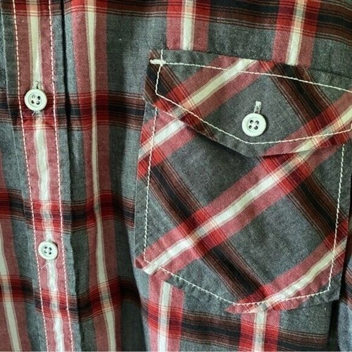 American Rag Men's Long-Sleeved Button-Down Shirt Size XL Gray Red Plaid - Picture 3 of 6