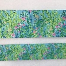 Heavenly swimming turtles palm beach style aqua green grosgrain ribbon 7/8" 1.5"