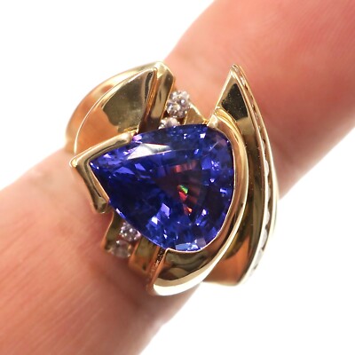 Matthew Hoffman Ann Arbor MI - 14k Yellow Gold Tanzanite and Diamond Ring Size 6