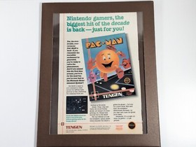 1988 Tengen Pac-Man NES Ad - Framed Classic Video Game Memorabilia 12x9.5