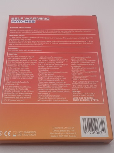 Heat Relief Self Warming Patches (2 Large Heat Patches) (B77) - 第 6/7 張圖片