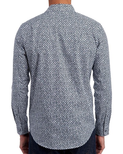 Camisa Michael Kors Para Hombres Cuadrados Oscuros Tejida Algodón Botón Delantero Nueva con Etiquetas $98 Talla S - Imagen 2 de 2