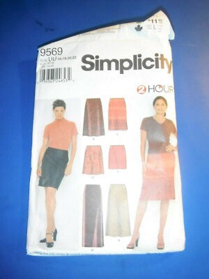 Simplicity Schnittmuster Röcke 3 Längen 2 Stunden 16-22 Easy 9569 s/w COVER CUT
