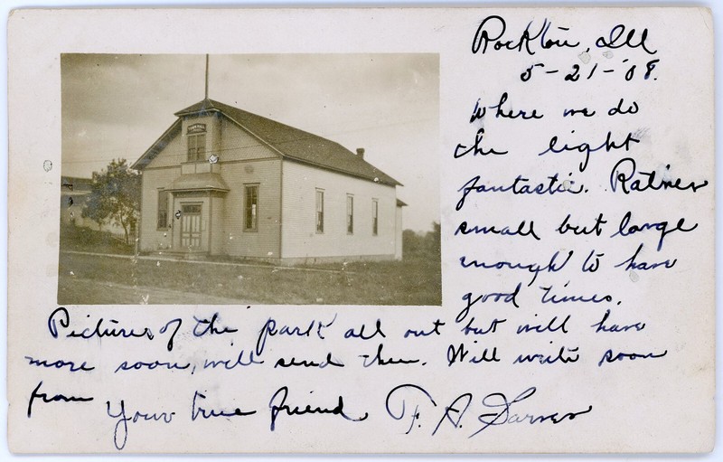 Antique 1908 RPPC Where We Do the Light Fantastic Old 1893 Town Hall Rockton IL