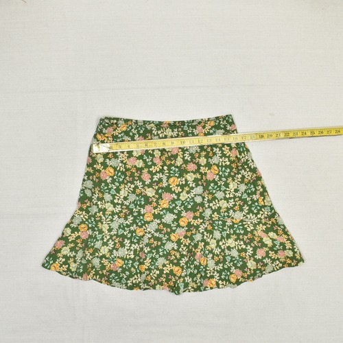 Loft Women Pull On Flare Skirt 100% Viscose Green Floral Size L Summer - Picture 4 of 8