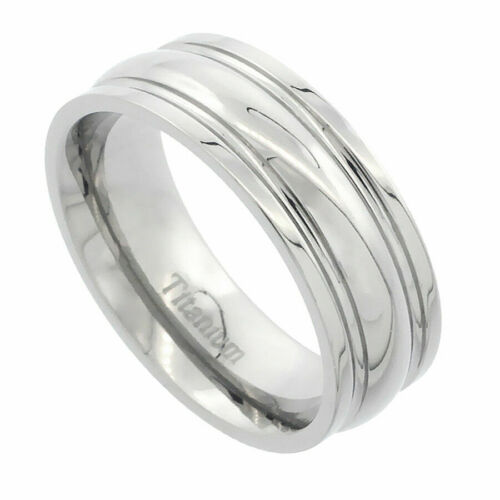 Titanium Ring Men Women Wedding Band Domed Center Grooved Edge Comfort Fit 6mm - Picture 1 of 2