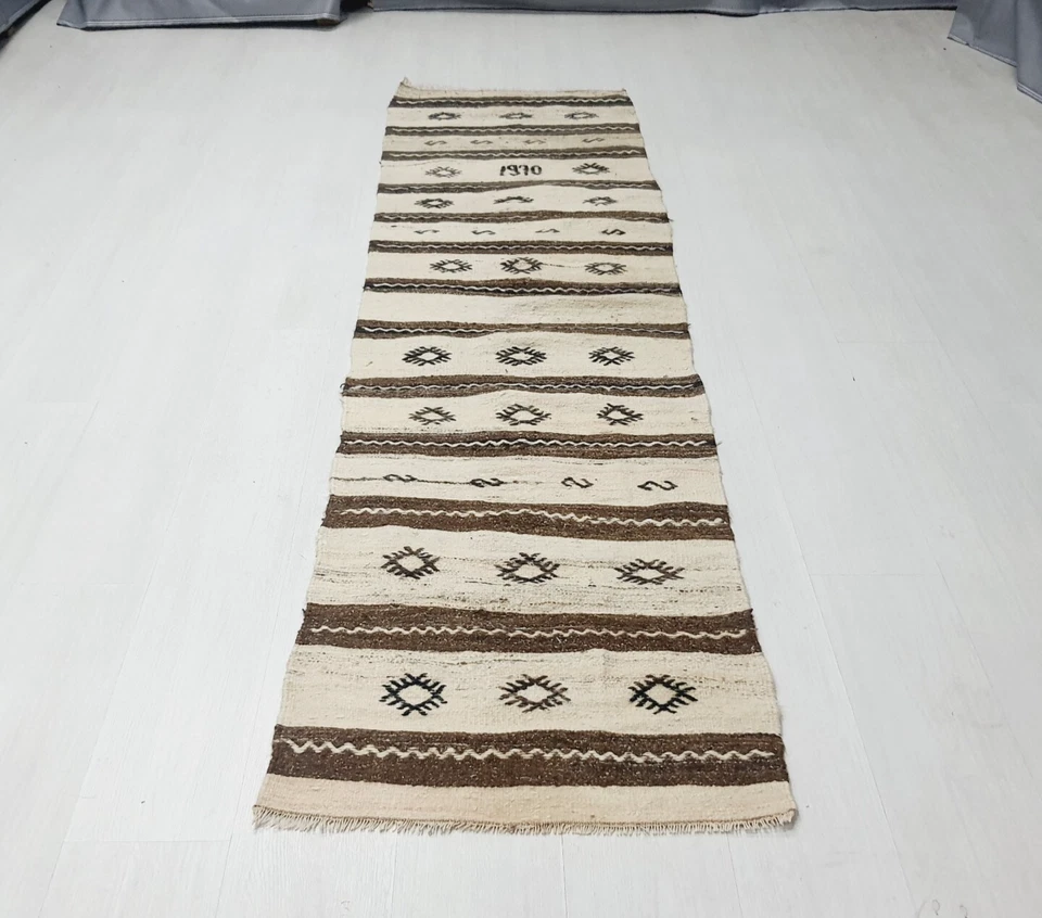 organic kilim rug , natural turkish small runner rug , handwoven kilim - Image 3 of 4