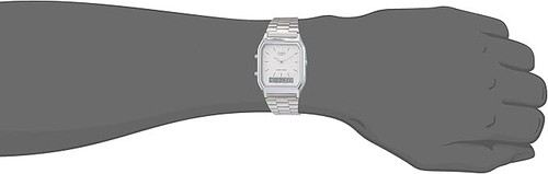 CASIO AQ-230A-7D Silver, Core White Dual time Stainless Steel Band Watch AQ230A - Picture 3 of 3