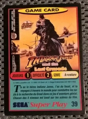 Game Card Panini Sega Indiana Jones and the Last Crusade the action game - Photo 1/2