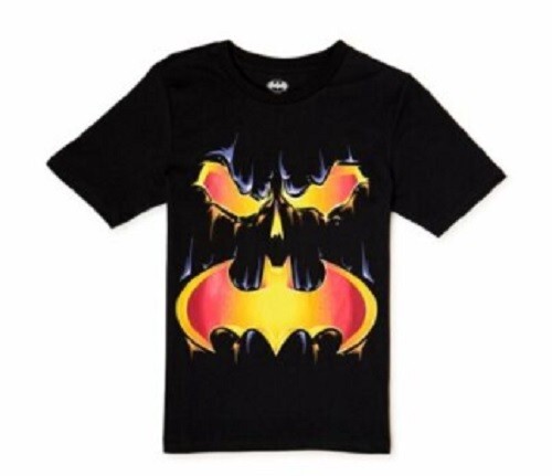 Batman NEW♈Boy's Halloween SS Tee by DC Comics size M (8)~BlacK/orange Logo - Picture 1 of 4