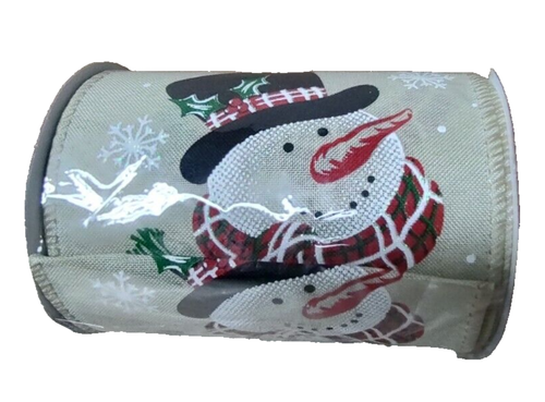 At Home Holiday Hoedown 5"w Snowman Head Ribbon 6yards - Picture 3 of 3