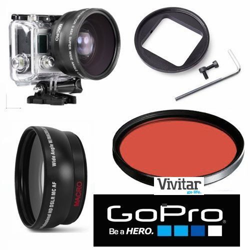 HD WIDE ANGLE LENS + MACRO  FOR GOPRO HERO4 SILVER +HD RED UNDERWATER FILTER  - 第 1/6 張圖片